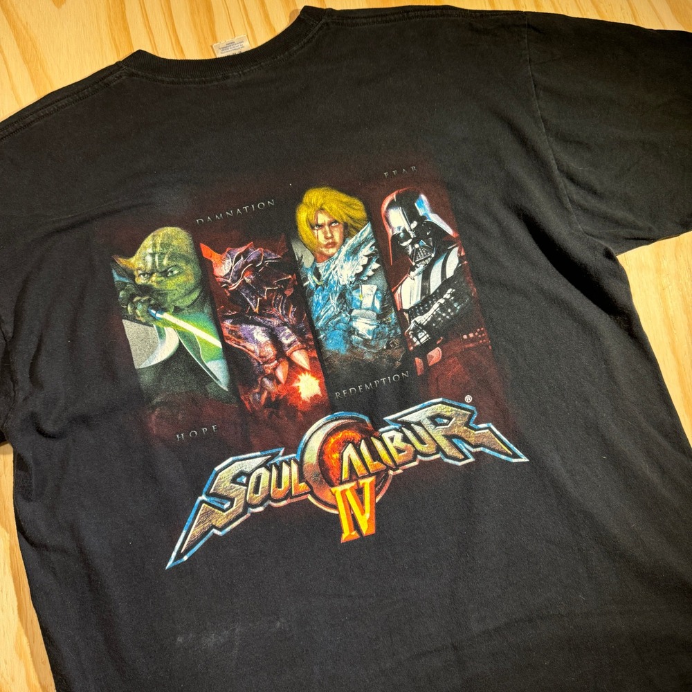 Jerzees Men's Soulcalibur IV Star Wars Promo Graphic Tee Black Vintage Size XL